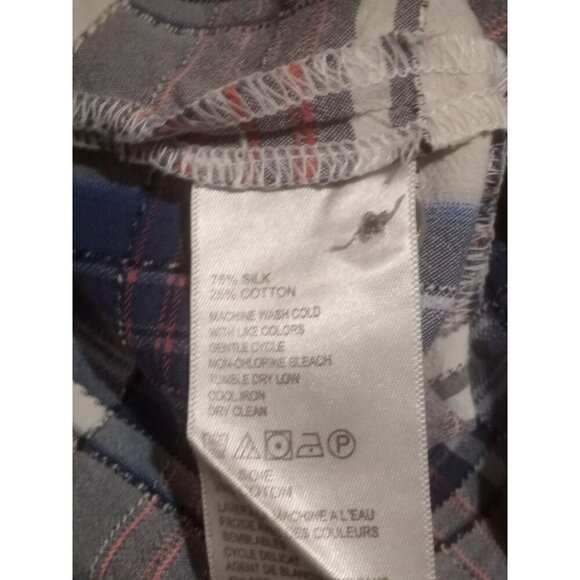 Tommy Bahama Shirt Mens Large L Blue Plaid Silk Blend Button Up Short Sleeves - Picture 12 of 14